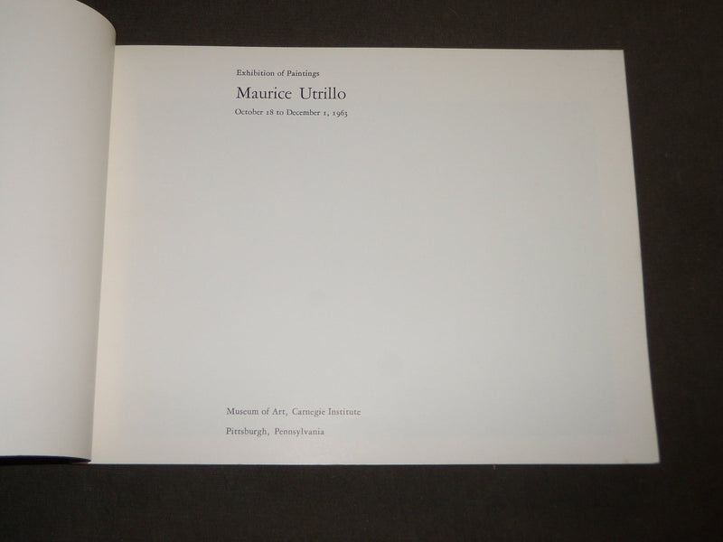 1963 MAURICE UTRILLO EXHIBITION OF PAINTINGS CARNEGIE INSTITUTE CATALOG- KD 5089