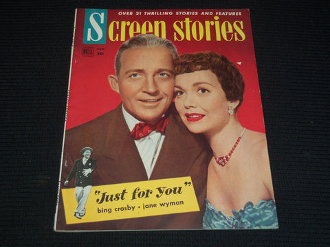 1952 AUGUST SCREEN STORIES MAGAZINE - BING CROSBY & JANE WYMAN COVER - E 12461