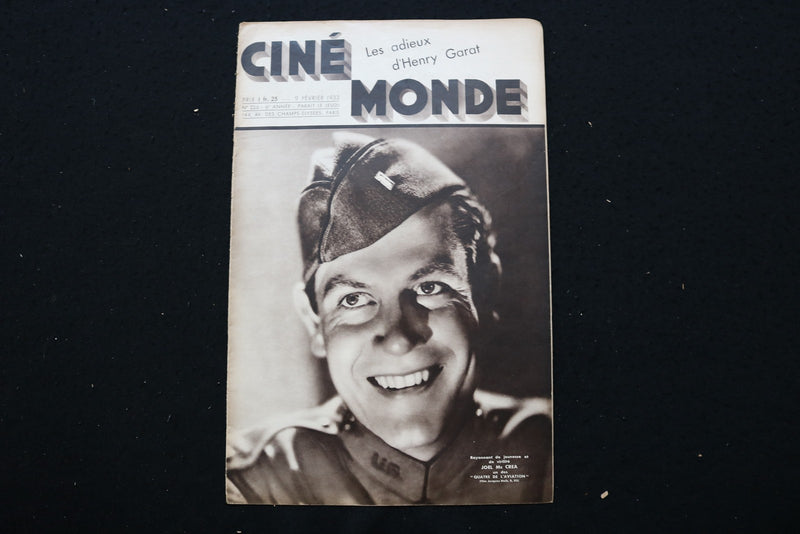 1933 FEBRUARY 9 CINE MONDE - FRENCH MAGAZINE - JOEL MCCREA COVER - E 25605