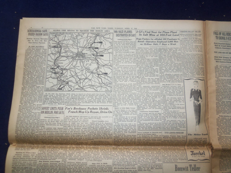 1945 APRIL 17 NEW YORK TIMES - TRUMAN ASKS WORLD UNITY TO KEEP PEACE - NP 6694