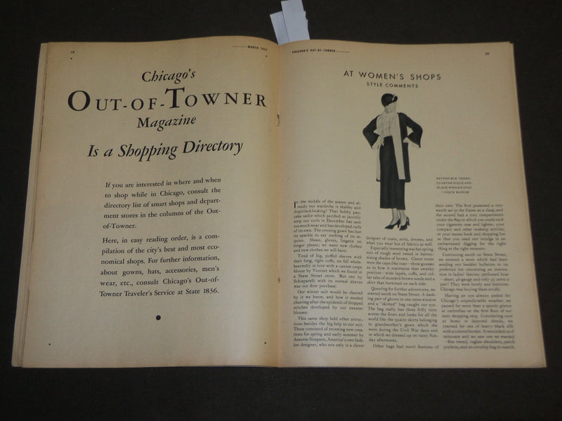 1933 MARCH CHICAGO'S OUT OF TOWNER MAGAZINE VOLUME 1 NO. 1 - J 3522