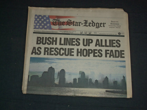 2001 SEPTEMBER 19 THE STAR-LEDGER NEWSPAPER - BUSH LINES UP ALLIES - NP 3478