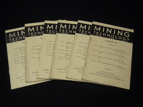 1941 MINING TECHNOLOGY MAGAZINE LOT OF 6 ISSUES - COMPLETE YEAR - O 2825C