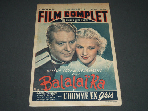 1949 SEPTEMBER 15 FILM COMPLET MAGAZINE - NELSON EDDY - ILONA MASSEY - ST 5123