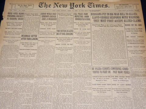 1922 APRIL 16 NEW YORK TIMES - M'CORMACK BETTER AFTER THIRD LANCING - NT 8582