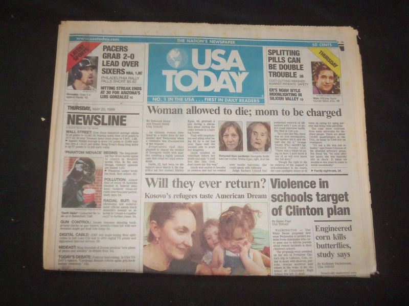 1999 MAY 20 USA TODAY NEWSPAPER-VIOLENCE IN SCHOOLS CLINTON PLAN TARGET -NP 8033