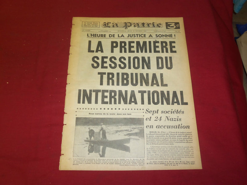 1945 OCT 18 LA PATRIE NEWSPAPER-FRENCH -SESSION DU TRIBUNAL INTERNATIONAL-FR1917