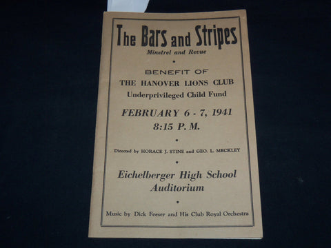 1941 THE BARS AND STRIPES MINSTREL PROGRAM - HANOVER, PENNSYLVANIA - J 8982