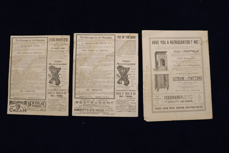 1894-1898 GRAND OPERA HOUSE PROGRAMMES - BOSTON - LOT OF 3 - K 1650