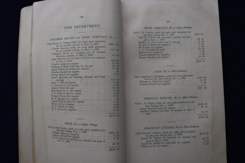 1884 TOWN OF DEDHAM SCHOOL COMMITTEE REPORT SOFTCOVER BOOK - K 889