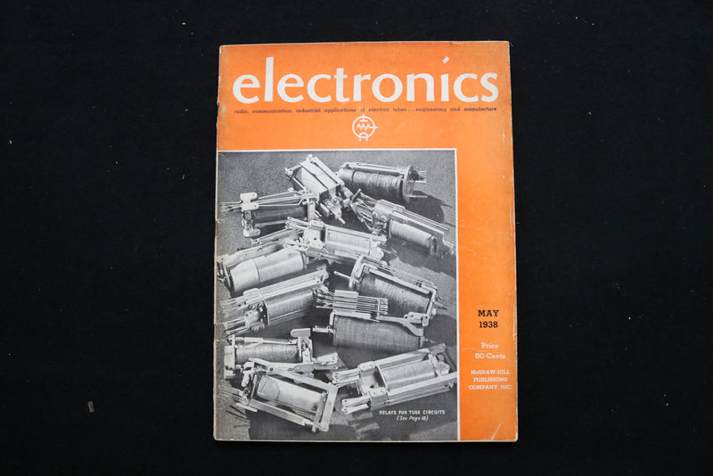 1938 MAY ELECTRONICS MAGAZINE - RELAYS FOR TUBE CIRCUITS COVER - E 10917