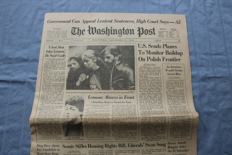 1980 DECEMBER 10 THE WASHINGTON POST - JOHN LENNON MURDERED - NP 9211
