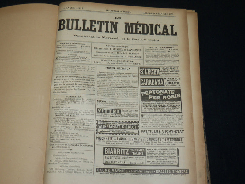 1900 JANUARY-JUNE LA PRESSE MEDICALE JOURNAL FRENCH BOUND VOLUME - KD 5905