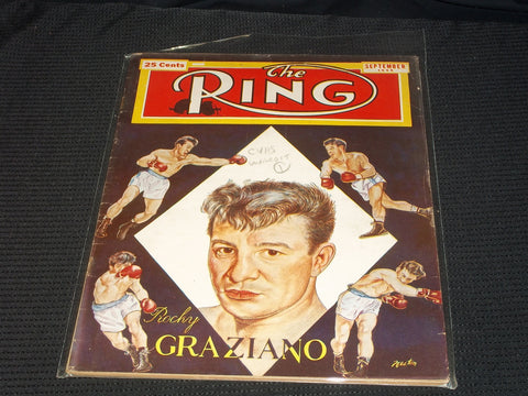 1949 SEPTEMBER THE RING MAGAZINE - ROCKY GRAZIANO FRONT COVER - E 3994