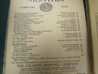 1921 THE ATLANTIC MONTHLY MAGAZINE LOT 9 ISSUES - GREAT COLOR ADS - WR 341D