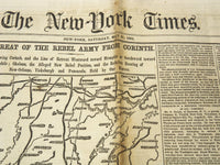 1862 MAY 31 NEW YORK TIMES - REBEL ARMY RETREAT FROM CORINTH - NP 8994