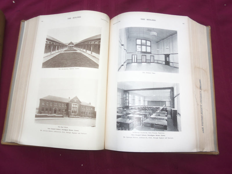 1932 JAN-DEC THE BUILDER U. K. MAGAZINE BOUND VOLUMES - 2 VOLS - FOLD OUTS- C 28