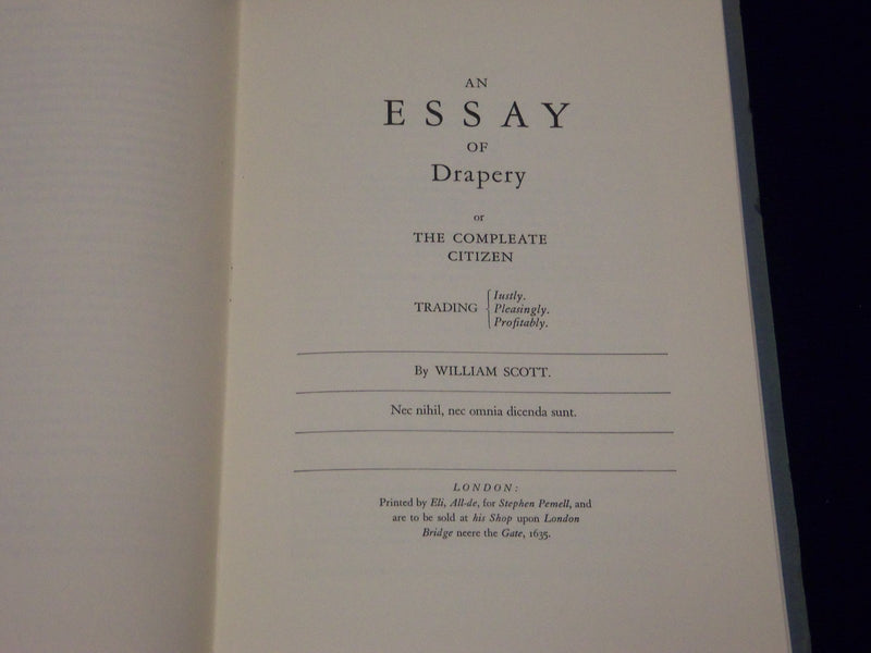 1923 AN ESSAY OF DRAPERY 1635 BY WILLIAM SCOTT SOFTCOVER BOOK - KD 3563