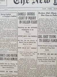 1921 JANUARY 10 NEW YORK TIMES-DANIELS ORDERS INQUIRY OF BALLOON FLIGHT- NT 8089