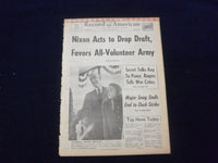 1969 MARCH 28 BOSTON RECORD AMERICAN NEWSPAPER-NIXON ACTS TO DROP DRAFT -NP 6343