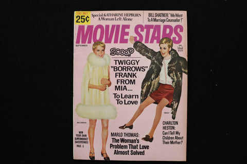 1967 SEPTEMBER MOVIE STARS MAGAZINE - MIA SINATRA & TWIGGY COVER - E 24225