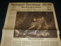 1916 NEW YORK TIMES PICTURE SECTION LOT OF 3 - SHAKESPEARE TERCENTARY - NP 5463