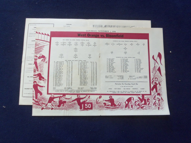 1958 NOV 1 HIGH SCHOOL FOOTBALL PROGRAM - WEST ORANGE VS. BLOOMFIELD - J 8446