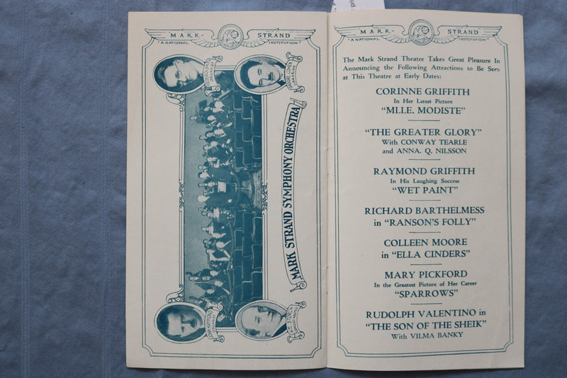 1926 APRIL 18 OLD LOVES AND NEW - LEWIS STONE- STRAND THEATRE PROGRAM - K 2738