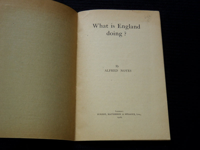 1916 WHAT IS ENGLAND DOING? SOFTCOVER BOOK BY ALFRED NOYES - J 7226