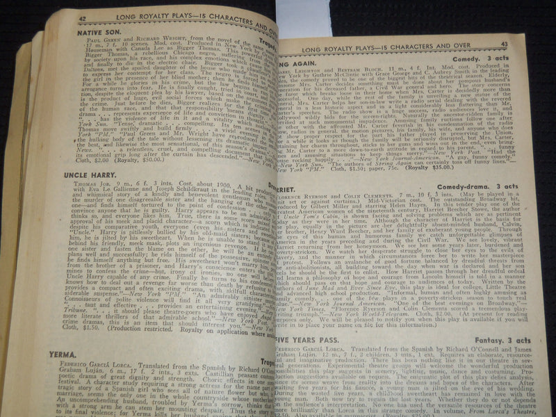 1945 SUPPLEMENT TO FRENCH'S BASIC CATALOGUE OF PLAYS - SOFTCOVER BOOK - K 2631