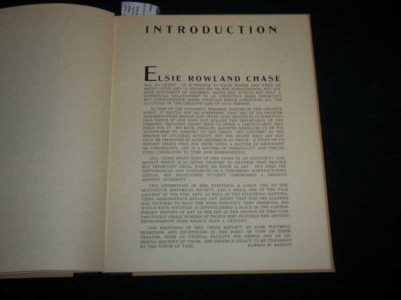 1937 PAINTINGS HARDCOVER BOOK BY ELSIE ROWLAND CHASE - #175 OF 200 - KD 6904