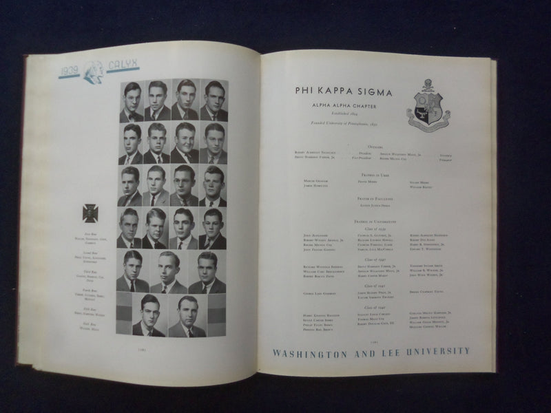 1939 CALYX WASHINGTON AND LEE UNIVERSITY YEARBOOK - LEXINGTON, VIRGINIA- YB 3047