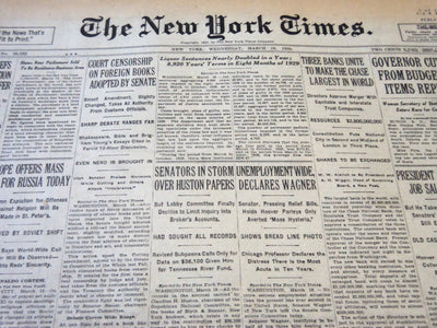 1930 MARCH 19 NEW YORK TIMES - SENATORS IN STORM OVER HUSTON PAPERS - NT 5651