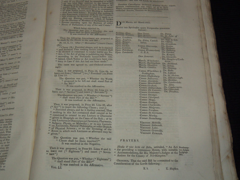 1817-1818 JOURNALS OF THE HOUSE OF LORDS VOLUME NO. 51 - #187
