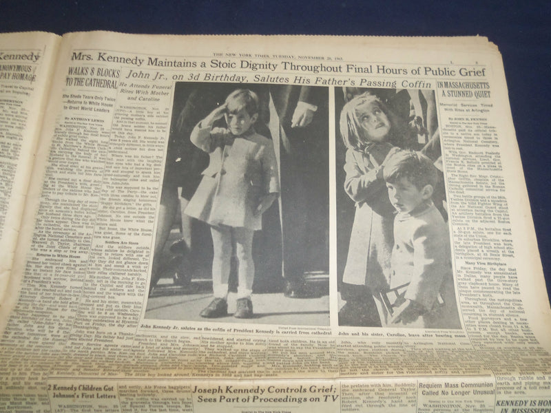 1963 NOVEMBER 26 NEW YORK TIMES - KENNEDY LAID TO REST IN ARLINGTON - NP 5585