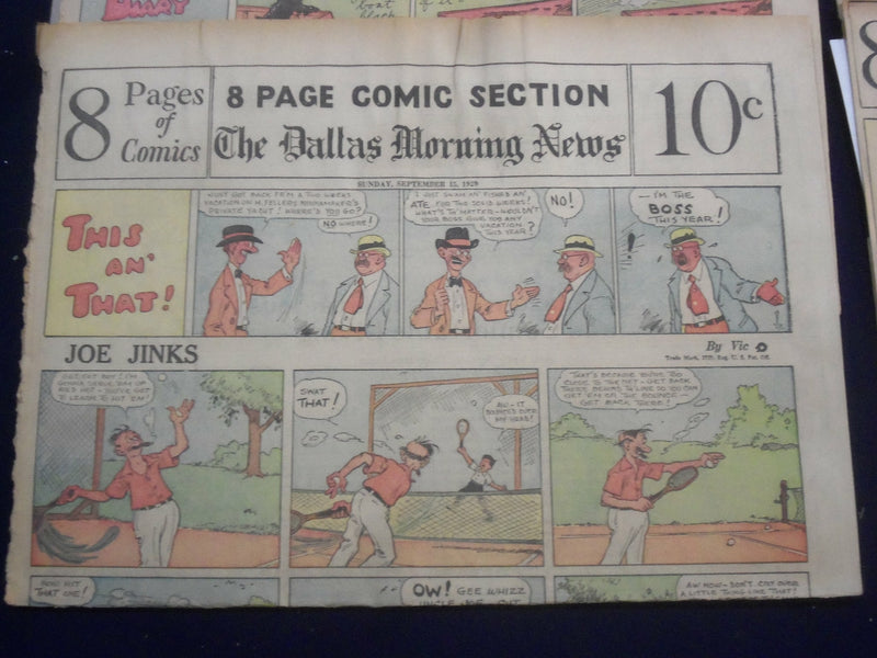 1929-1930 THE DALLAS MORNING NEWS SUNDAY COLOR COMICS - LOT OF 5 - NP 5190