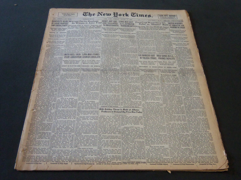 1936 AUGUST 11 NEW YORK TIMES - WARRANT OUT FOR KAUFMAN IN ASTOR TRIAL - NT 6720