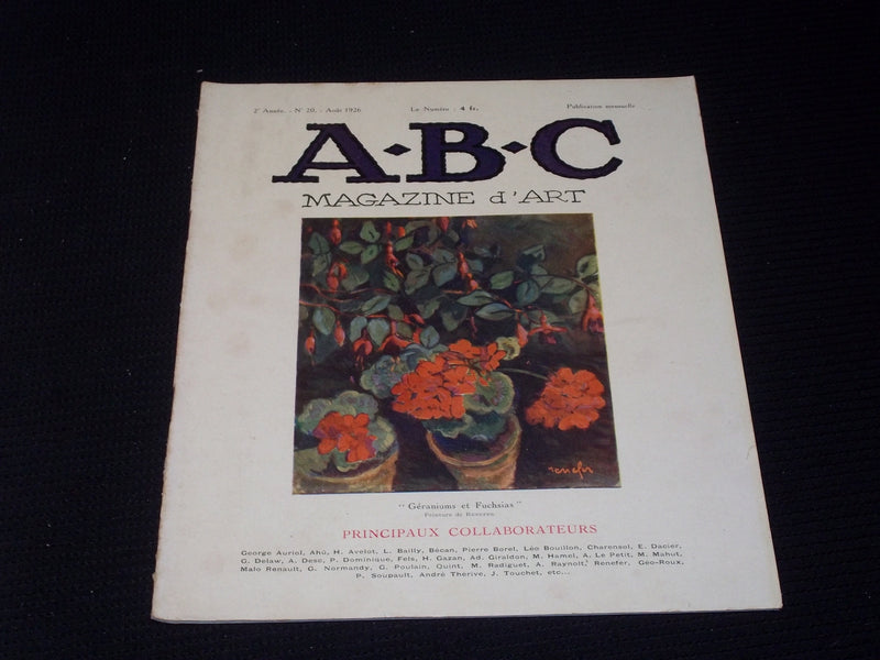 1926 AUGUST A.B.C. MAGAZINE D'ART MAGAZINE - NICE FRENCH ART ISSUE - E 3422