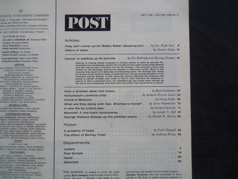 1964 MAY 9 THE SATURDAY EVENING POST MAGAZINE - JILL ST. JOHN COVER - SP 2406