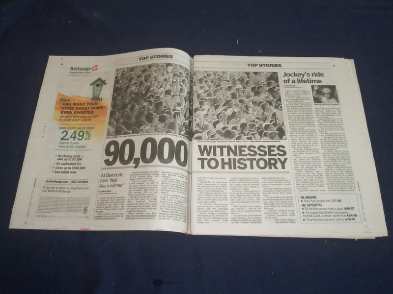 2015 JUNE 7 NEW YORK NEWSDAY NEWSPAPER - PHAROAH WINS TRIPLE CROWN - NP 5584