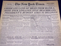 1945 JAN 10 NEW YORK TIMES - AMERICANS LAND 107 MILES FROM MANILA - NT 626