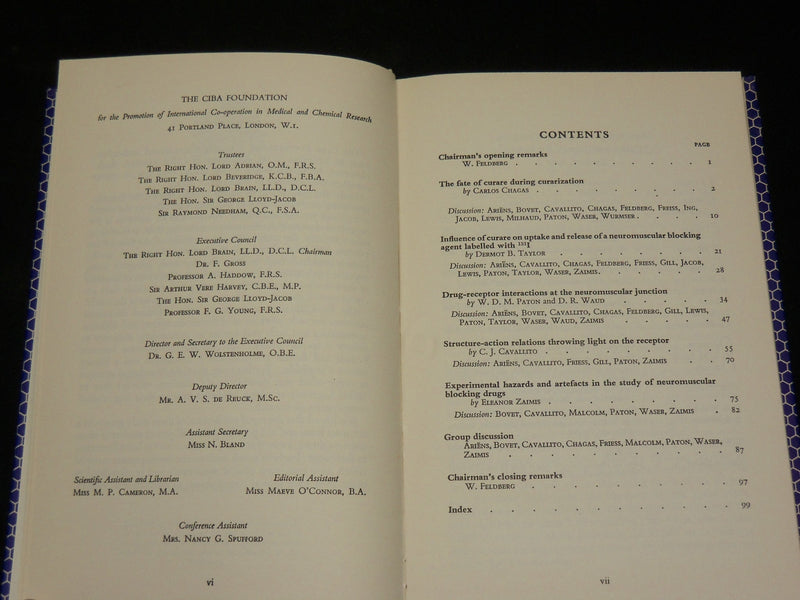 1962 CURARE AND CURARE-LIKE AGENTS BOOK EDITED BY A. V. S. DE REUCK - KD 2769I