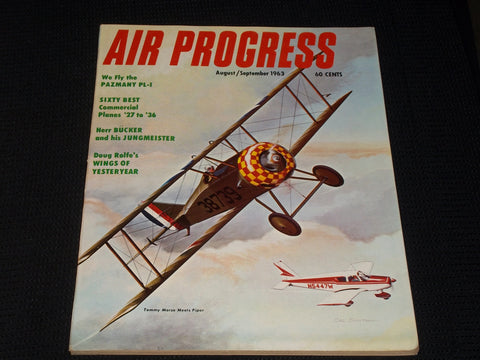 1963 AUGUST AIR PROGRESS MAGAZINE - TOMMY MORSE MEETS PIPER FRONT COVER - E 7105