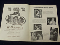 1960'S NEVER TOO LATE SOUVENIR SHOW PROGRAM - MAUREEN O'SULLIVAN - J 5002