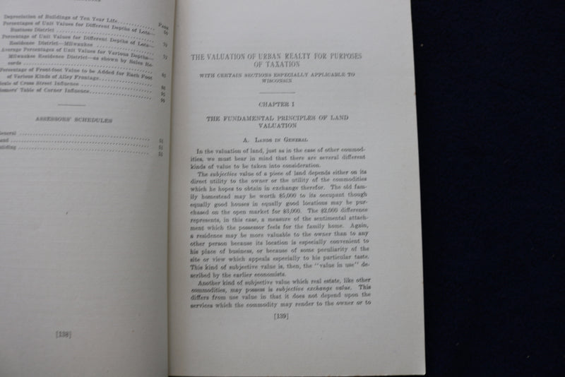 1914 THE VALUATION OF URBAN REALTY FOR TAXATION - UNIV. OF WISCONSIN - K 1475