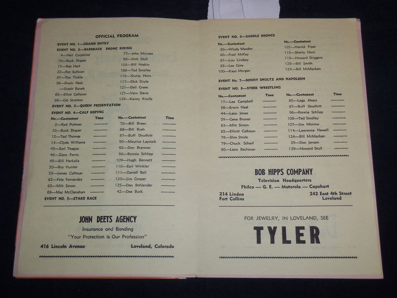 1953 AUGUST 17-18 LARIMER COUNTY RODEO PROGRAM - COLORADO - J 8595