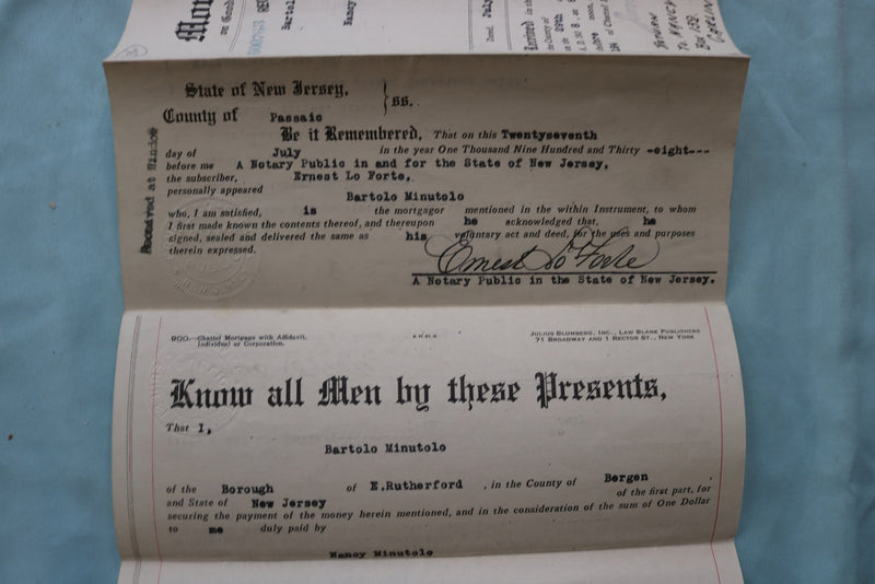 1938-1939 NEW JERSEY MORTGAGE AND PROPERY SALE CONTRACT - LOT OF 2 - K 2576