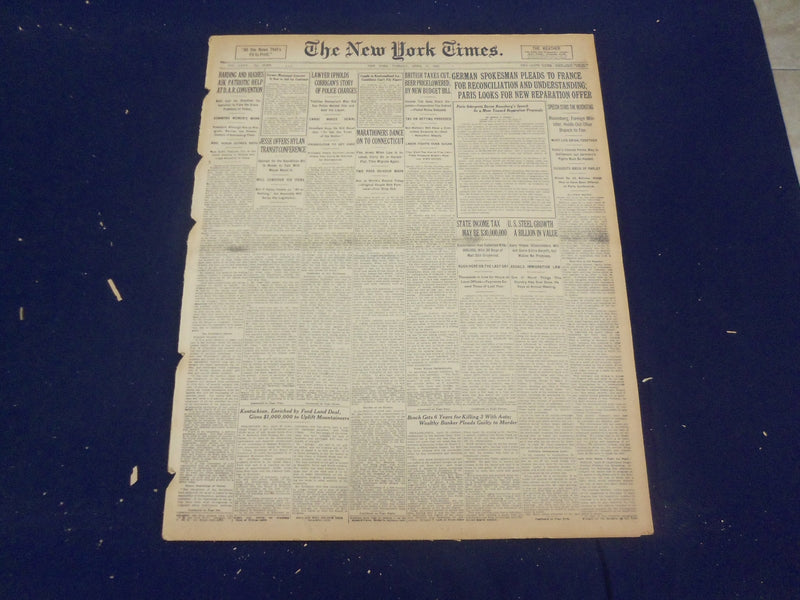 1923 APRIL 17 NEW YORK TIMES - SHAWKEY TO PITCH FIRST BALL IN STADIUM - NT 8359
