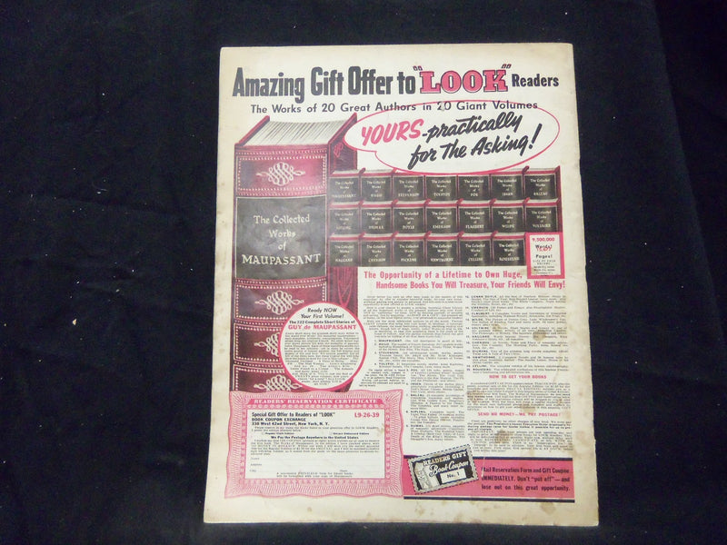 1939 SEPT 26 LOOK MAGAZINE - JOAN CRAWFORD COVER - GREAT PHOTOS & ADS - ST 1439