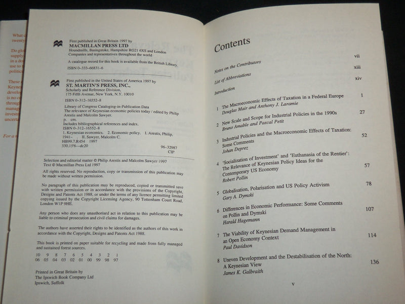 1997 THE RELEVANCE OF KEYNESIAN ECONOMIC POLICIES TODAY BOOK - ARESTIS - KD 6618
